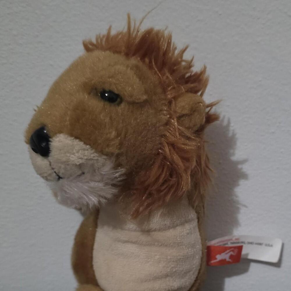 wild republic slap bracelet Brown and cream plush lion with black paw pads #plus